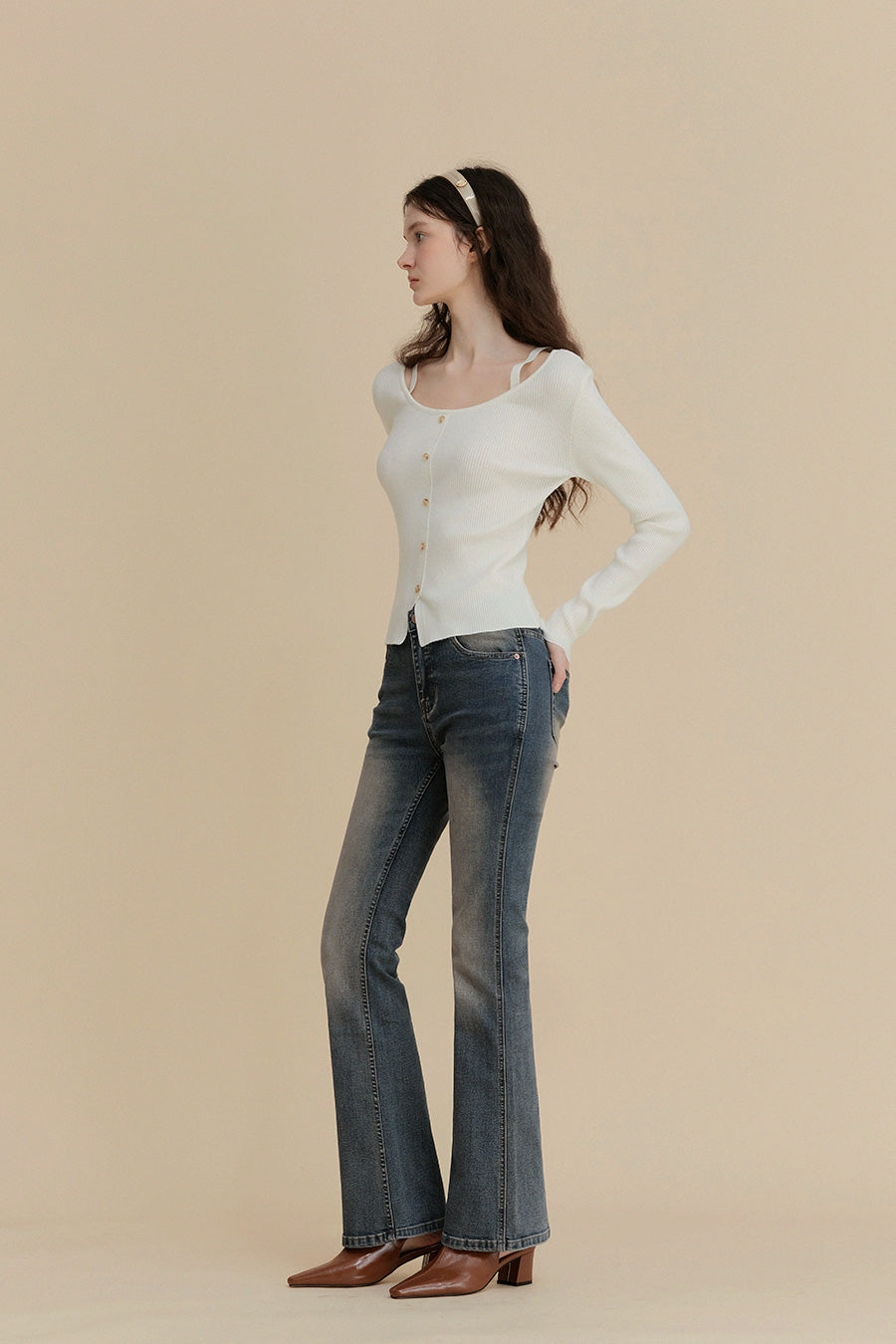 Dinut Vintage Washed Bootcut Denim