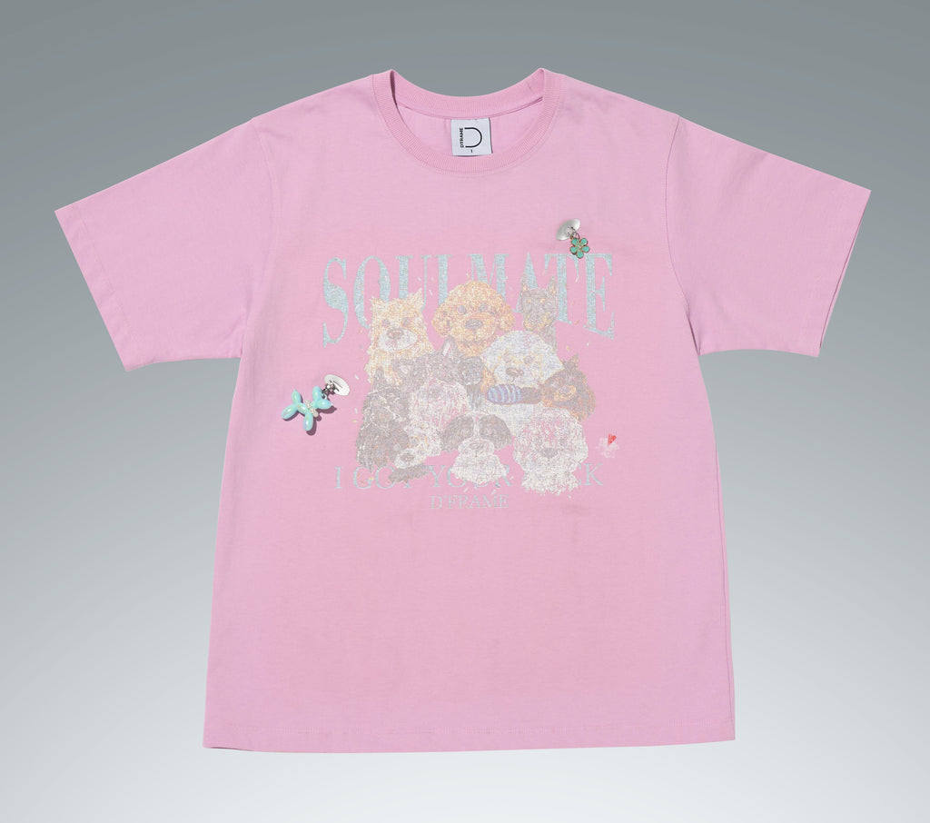 [DFRAME] Make Dog Printed Short Sleeve T-shirt "SOULMATE" Casual Women's Short Sleeve T-shirt