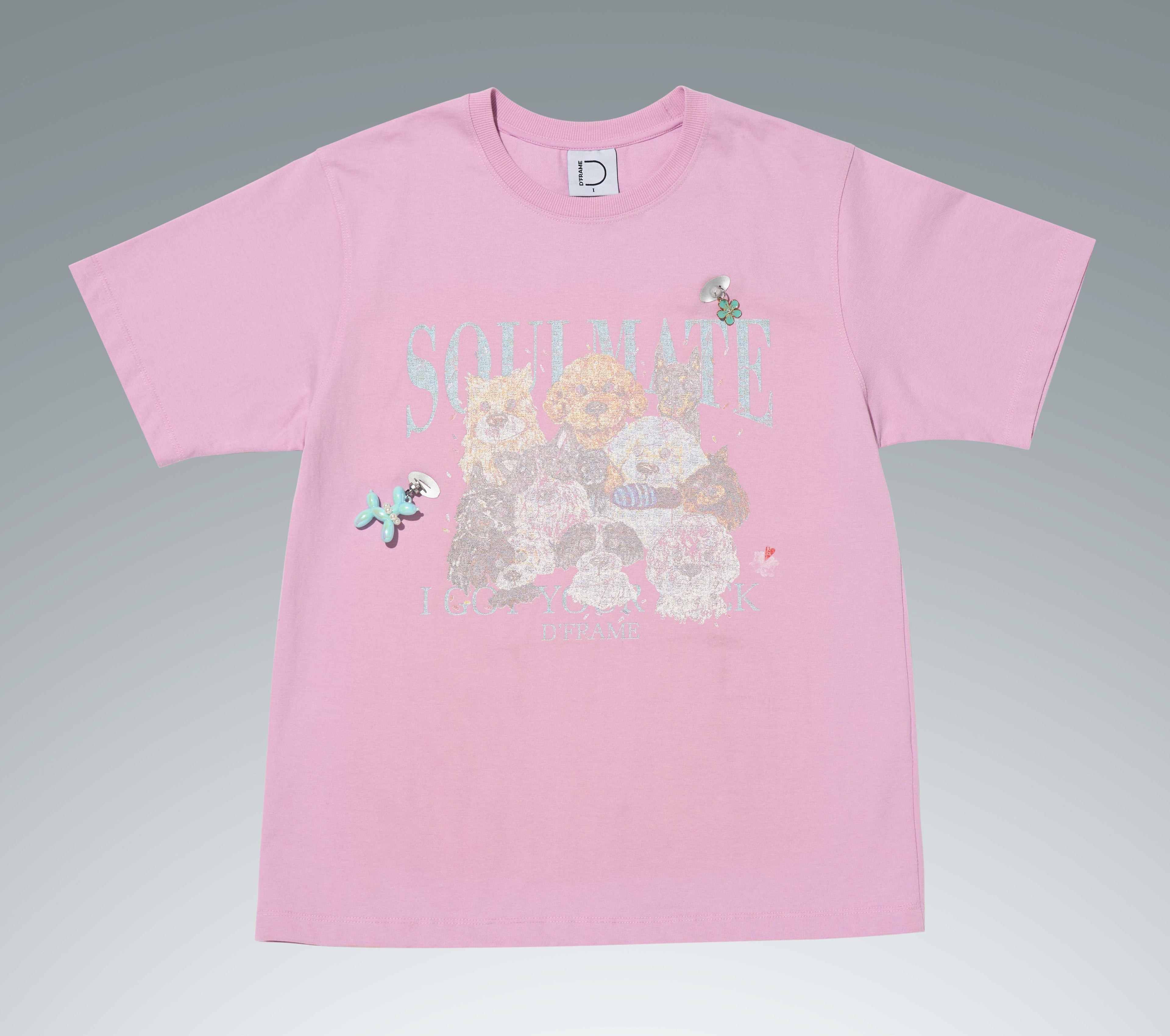 [DFRAME] Make Dog Printed Short Sleeve T-shirt "SOULMATE" Casual Women's Short Sleeve T-shirt