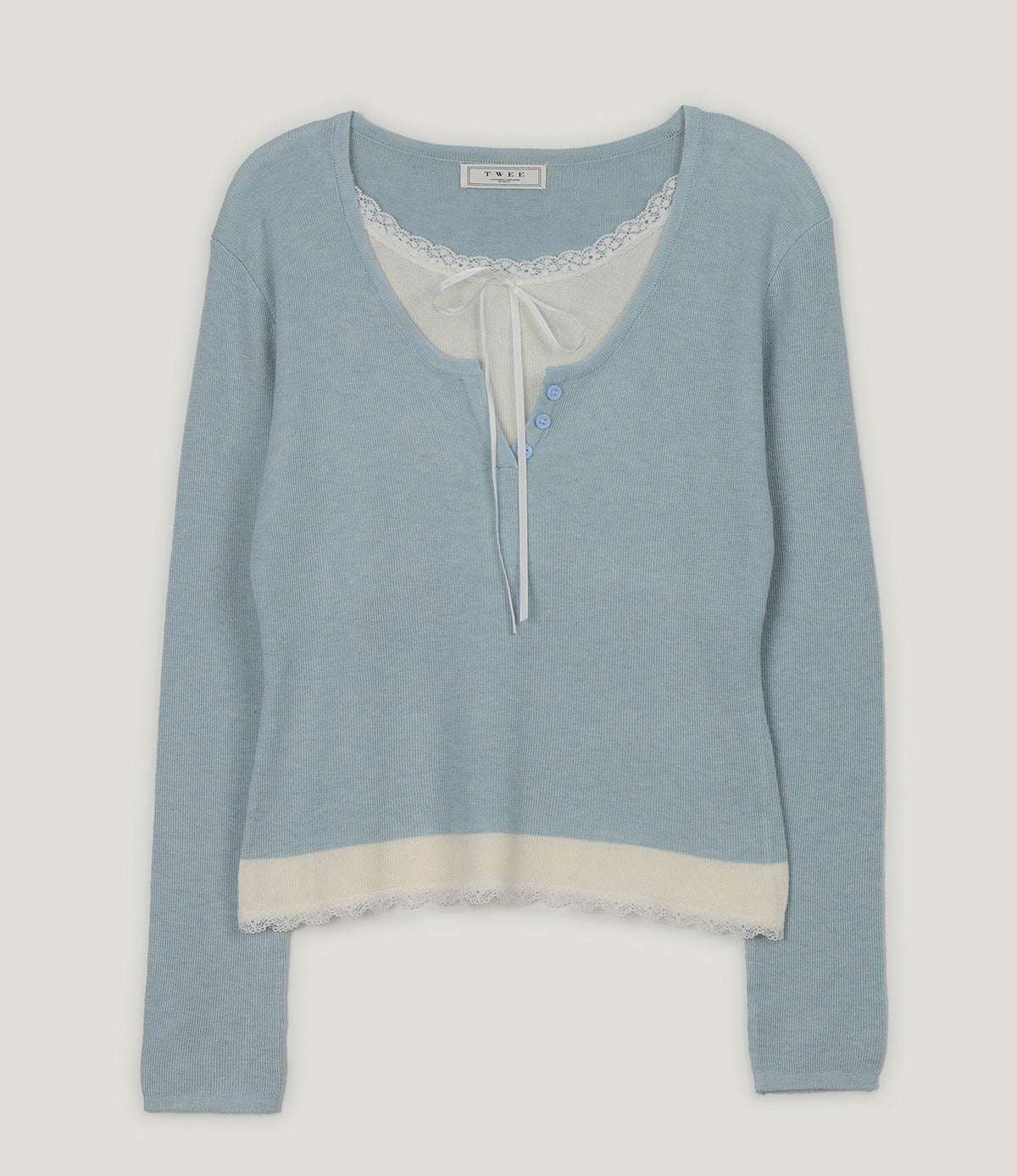 [TWEE] Luzel Tie Layered Long Sleeve Knit